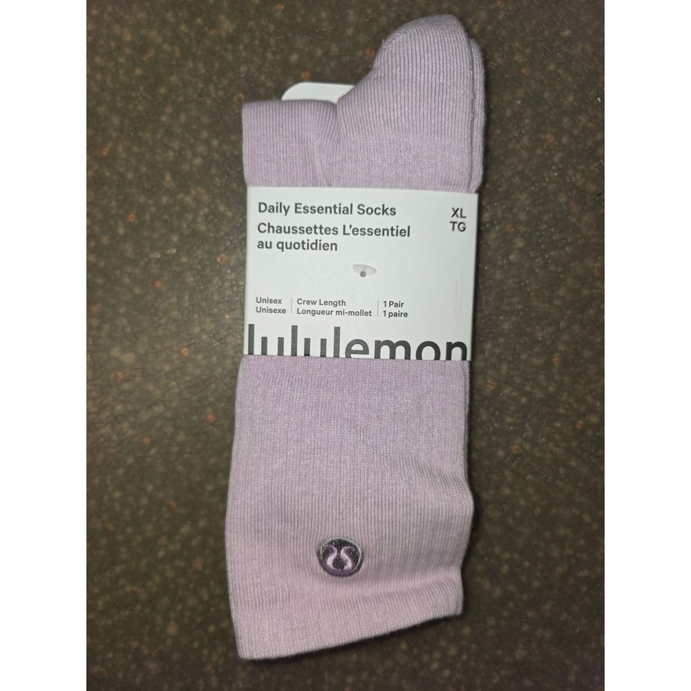 Lululemon Daily Essential Crew Socks XL Lilac Play LU9DO5S Unisex New